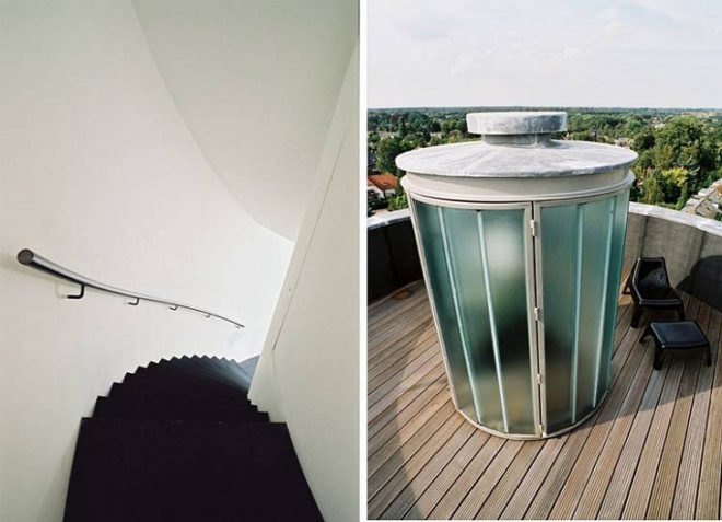 natural lighting, sustainable development, sustainable architecture, water tower, Zecc architects, Netherlands, nine storey, red brick, staircase, terrace