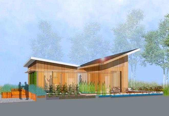 watershed, university of maryland, 2011 solar decathlon, solar power, green roof, butterfly roof