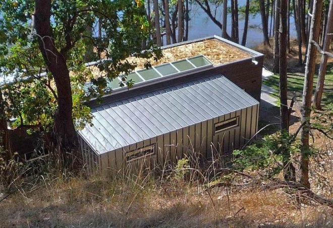 Weaving Studio, prentiss architects, san juan islands, art studio, green roof, daylighting