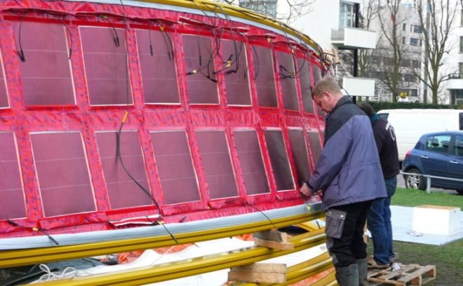 World In A Shell, Hans Kalliwoda, shipping container, off-grid, renewable energy, exhibition space
