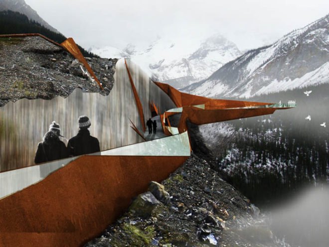 architecture and nature, sturgess architecture, discovery walk, discovery walk canada, tourist architecture, green design, bridges, building technology and nature, canada architecture, sunwapta valley, columbian icefields, tourism design