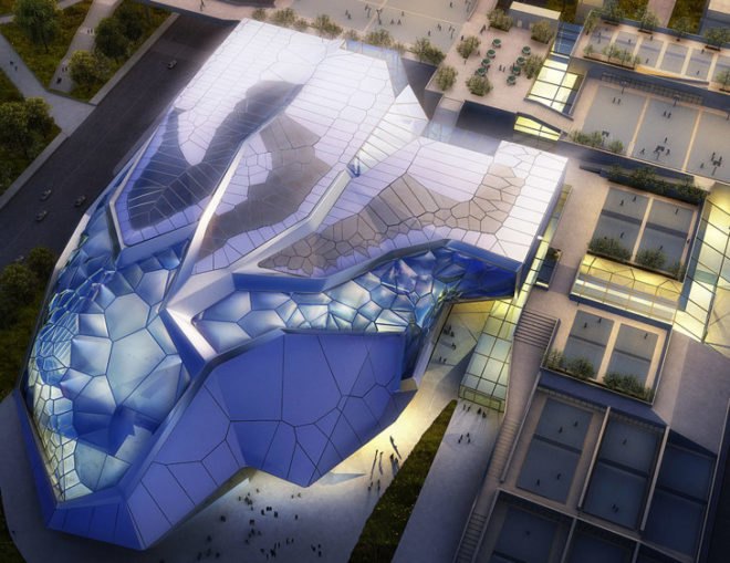 asia, china, sports, athletic, taekwondo, arena, sports center, tom wiscombe, emergent, shenyang, etfe, swimming, solar energy, green design, biomimicry, solar panels