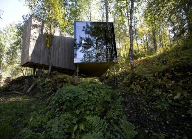 eco-architecture, Norway, Knut Slinning, Jensen & Skodvin, eco-tourism, eco-hotel, boutique hotel, nature, national tourist route, pine, stilts, cabins