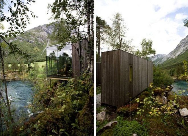 eco-architecture, Norway, Knut Slinning, Jensen & Skodvin, eco-tourism, eco-hotel, boutique hotel, nature, national tourist route, pine, stilts, cabins