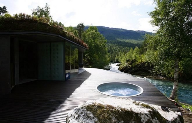 eco-architecture, Norway, Knut Slinning, Jensen & Skodvin, eco-tourism, eco-hotel, boutique hotel, nature, national tourist route, pine, stilts, cabins