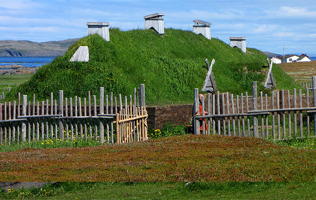 l'anse aux meadows, sod house, sod topped house, viking house, green roof, eco architecture green architecture, viking colony, living roof
