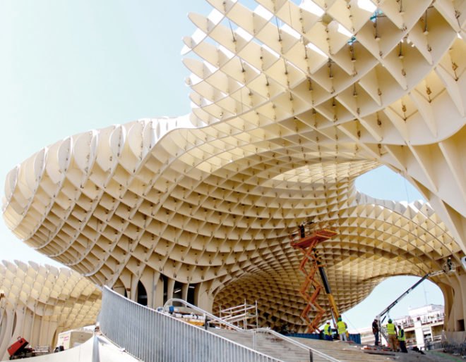 J. Mayer H. Architects, Metropol Parasol, Seville, Spain, largest wooden structure, Plaza de la Encarnacion, museum, cultural center