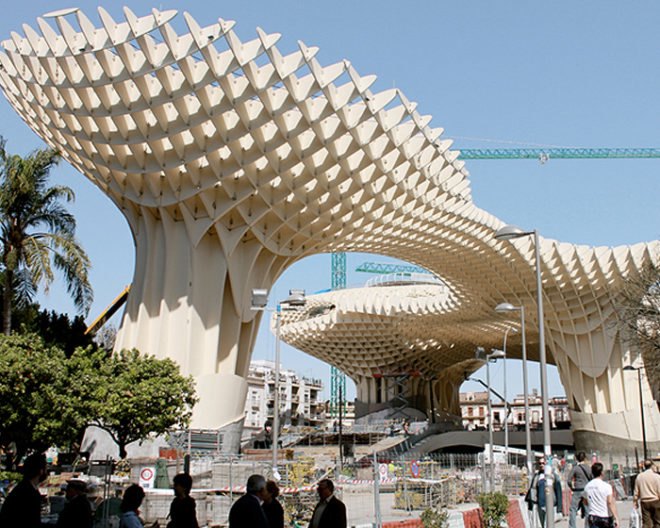 J. Mayer H. Architects, Metropol Parasol, Seville, Spain, largest wooden structure, Plaza de la Encarnacion, museum, cultural center