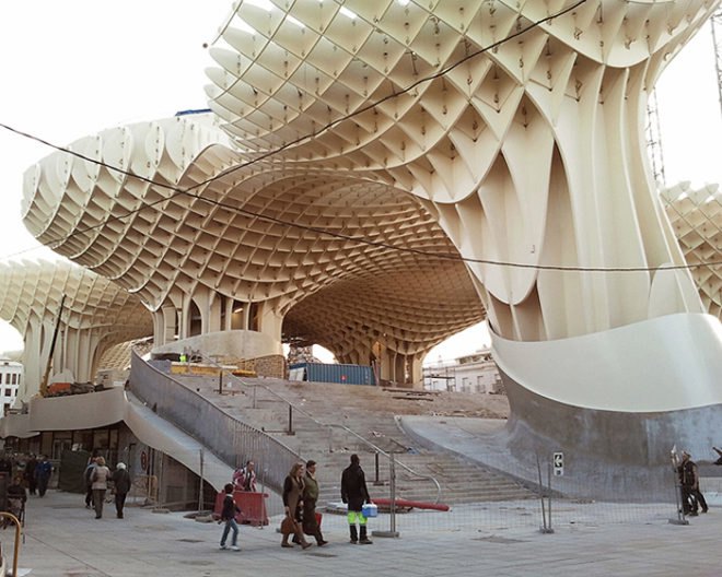 J. Mayer H. Architects, Metropol Parasol, Seville, Spain, largest wooden structure, Plaza de la Encarnacion, museum, cultural center