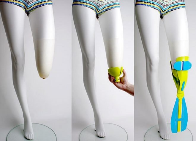 silicone, polypropylene, swimming, amputees, environmentally-friendly, green design, prosthetics, neptune fins, richard stark, swedish designer