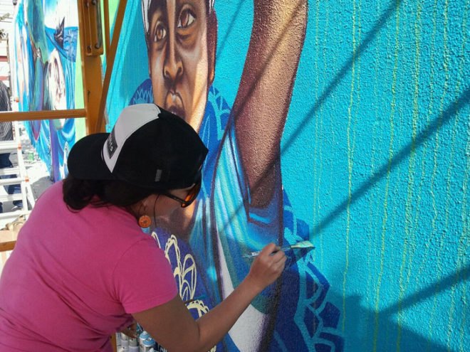 Cuidela, Water Writes, Estria Foundation, Mural, Public Art, Water, Water Rights, Privatization, Inhabitat, Inhabitat LA, Inhabitat Los Angeles, Story of Water, Aztec, Water Gods