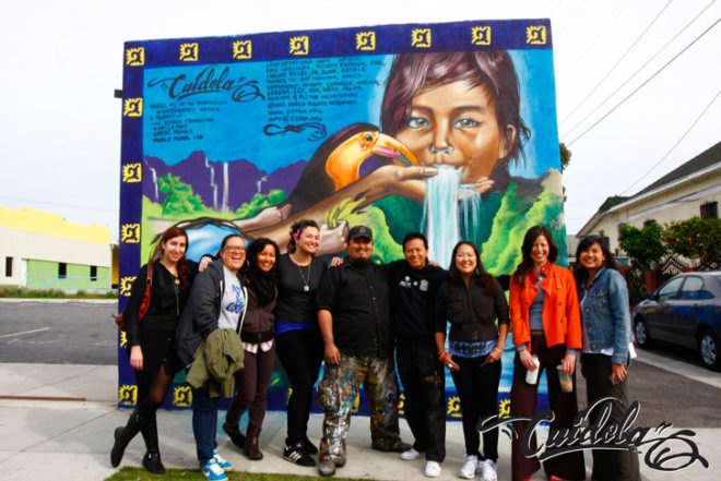 Cuidela, Water Writes, Estria Foundation, Mural, Public Art, Water, Water Rights, Privatization, Inhabitat, Inhabitat LA, Inhabitat Los Angeles, Story of Water, Aztec, Water Gods
