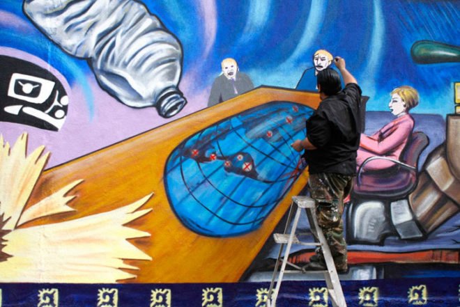Cuidela, Water Writes, Estria Foundation, Mural, Public Art, Water, Water Rights, Privatization, Inhabitat, Inhabitat LA, Inhabitat Los Angeles, Story of Water, Aztec, Water Gods