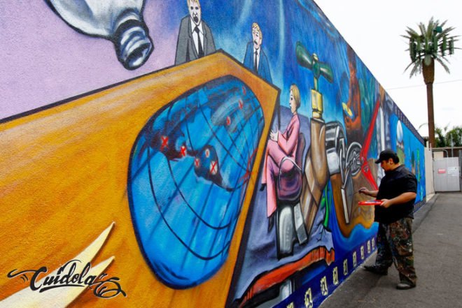 Cuidela, Water Writes, Estria Foundation, Mural, Public Art, Water, Water Rights, Privatization, Inhabitat, Inhabitat LA, Inhabitat Los Angeles, Story of Water, Aztec, Water Gods