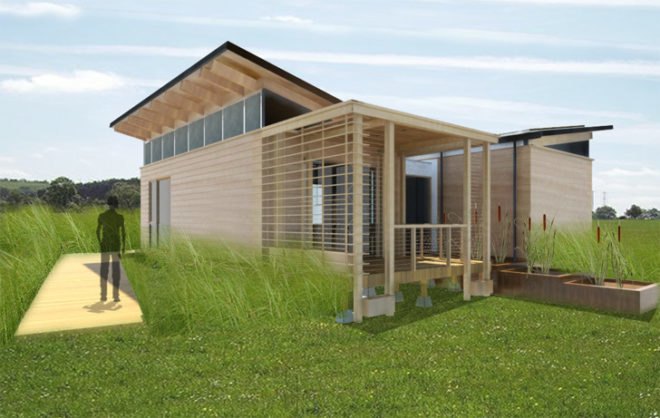 watershed, university of maryland, 2011 solar decathlon, solar power, green roof, butterfly roof