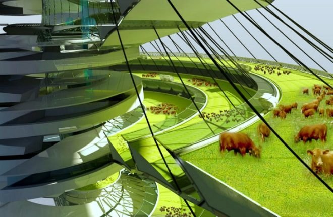 Circular Symbiosis Tower, vertical farm, evolo, evolo skyscraper competition, livestock, green building, eco tower