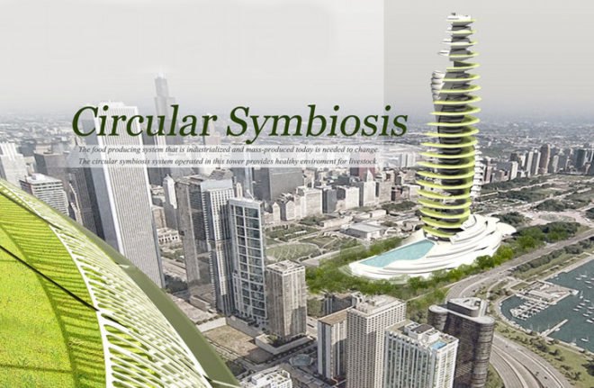 Circular Symbiosis Tower, vertical farm, evolo, evolo skyscraper competition, livestock, green building, eco tower
