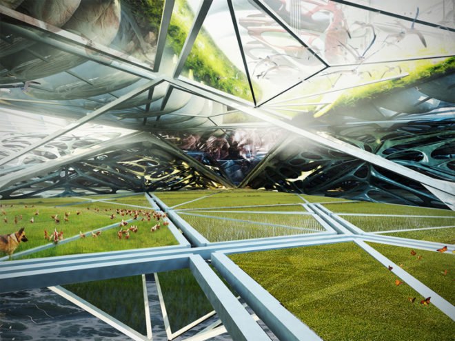 green design, eco design, sustainable design, Dietmar Koering, Bakema Foundation, Netherlands Architecture Institute, A10, utopian farming system, roof top farming, Floating Permaculture, wind energy, solar energy
