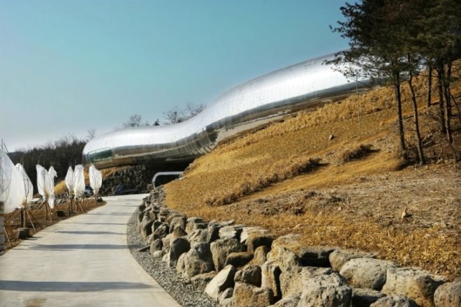 Jeongok Prehistory Museum, Korea, X-TU, museum, energy efficient design, futuristic design