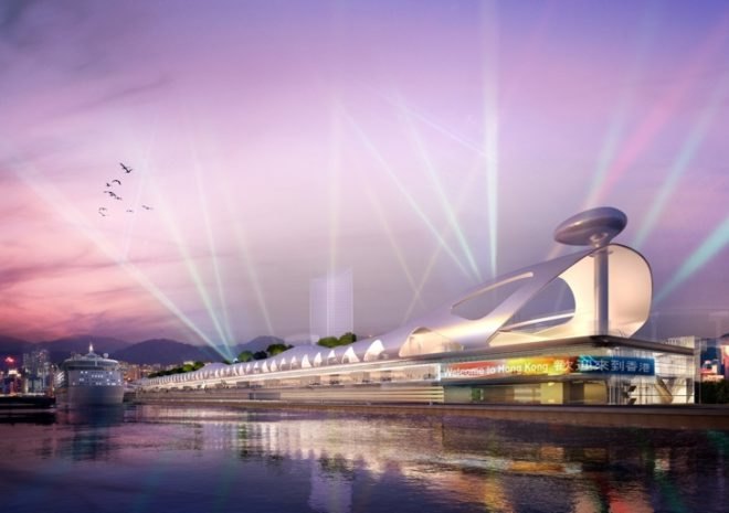 Foster + Partner, public park roof, Green building hong Kong, rain catchment,Kai Tak Cruise Terminal, green cruise terminal,international cruise terminal, Hong Kong cruise terminal,
