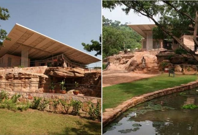 Mali green building, Africa green building, africa modern building, natural cooling, Francis Kere, Eco sports complex, green restaurant, urban green belt, local materials, building shading roof