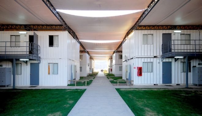 AATA, eco hotel, mining hotel, passive cooling, canvas shade, desert micro climate, Atacama Desert housing, green prefab design, shipping contaner housing, Chilean Mine Housing, Chile green building, shipping container hotel, prefab hotel