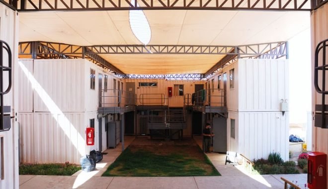AATA, eco hotel, mining hotel, passive cooling, canvas shade, desert micro climate, Atacama Desert housing, green prefab design, shipping contaner housing, Chilean Mine Housing, Chile green building, shipping container hotel, prefab hotel