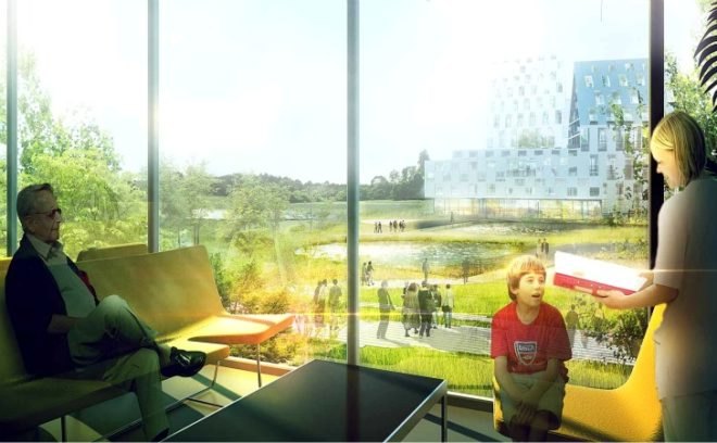 Odense University Hospital, Henning Larsen Architects, hospital, natural landscape, denmark, odense