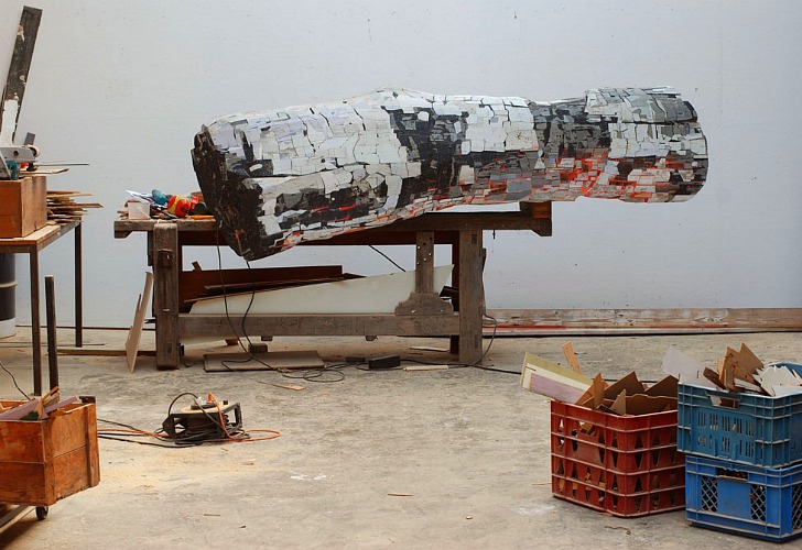 Ron van der Ende, Scrap Wood Sculptures, found wood, reclaimed wood, eco art, reclaimed art, green art