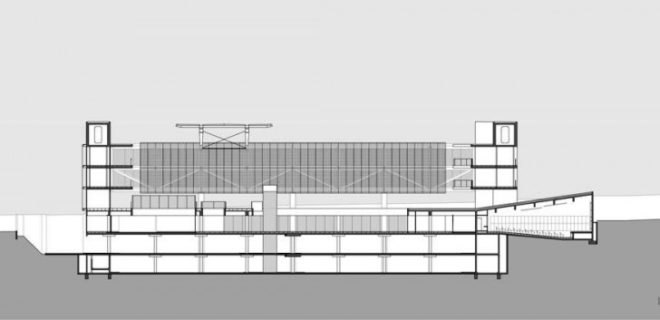 shaded courtyard, Seabrae Headquarters, Seabrae HQ,green headquarters design, brise-soleil, Gruposp, brasil green building, Brasilia green building, eco offices, passive cooling,