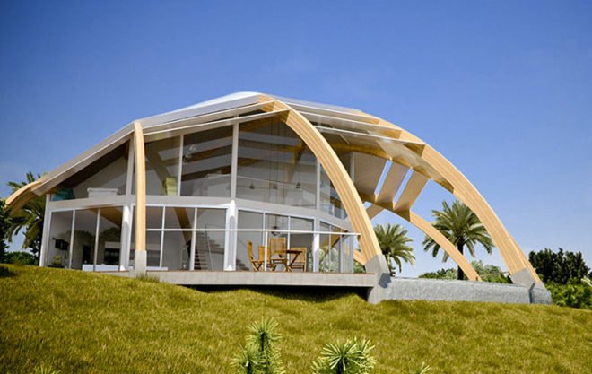 Solaleya Shell-Shaped Pearl Passive Solar House, passive solar design, solar energy, integrated solar panels, david fanchon, rainwater storage system, geothermal, the pearl dome, solar technology, sustainable energy solutions