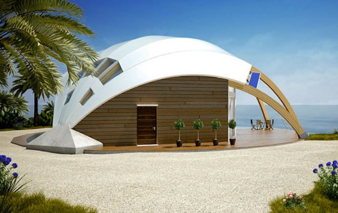 Solaleya Shell-Shaped Pearl Passive Solar House, passive solar design, solar energy, integrated solar panels, david fanchon, rainwater storage system, geothermal, the pearl dome, solar technology, sustainable energy solutions
