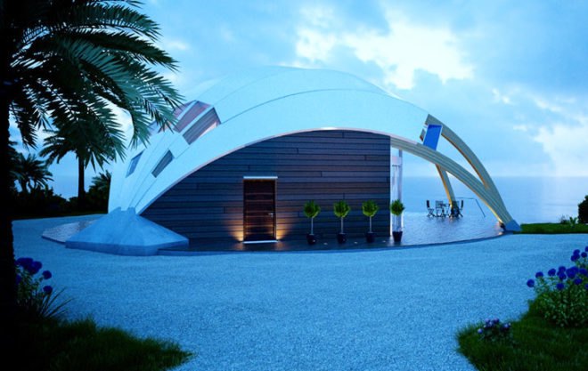 Solaleya Shell-Shaped Pearl Passive Solar House, passive solar design, solar energy, integrated solar panels, david fanchon, rainwater storage system, geothermal, the pearl dome, solar technology, sustainable energy solutions
