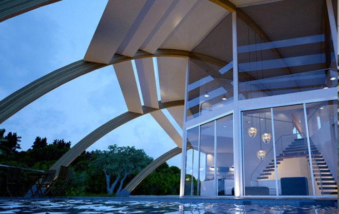 Solaleya Shell-Shaped Pearl Passive Solar House, passive solar design, solar energy, integrated solar panels, david fanchon, rainwater storage system, geothermal, the pearl dome, solar technology, sustainable energy solutions