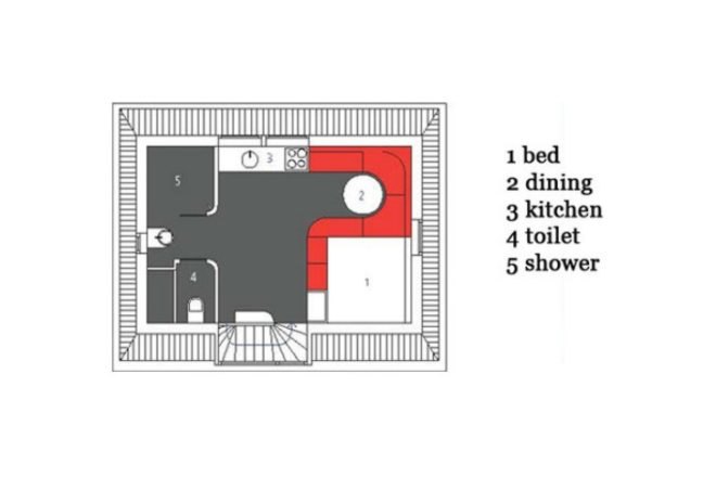 Maff Apartment, small space living, micro apartment, the hague, built-in furniture