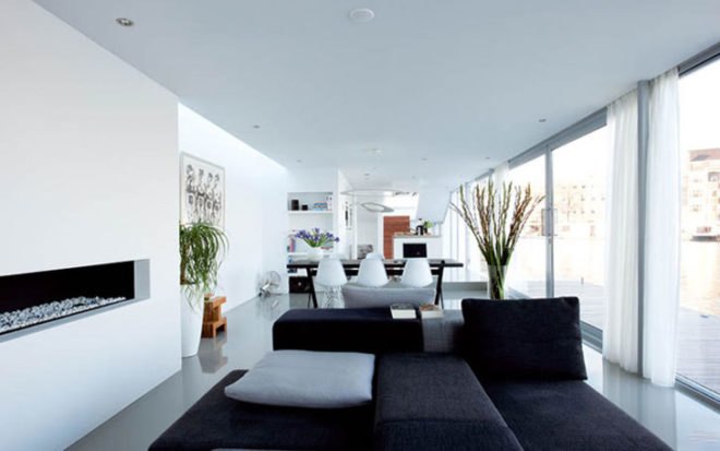 architecture Amsterdam, houseboats, riverboats, water homes, water living, +31 Architects, the Watervilla de Omval, architecture Amstel River, low-profile construction, green architecture, green design