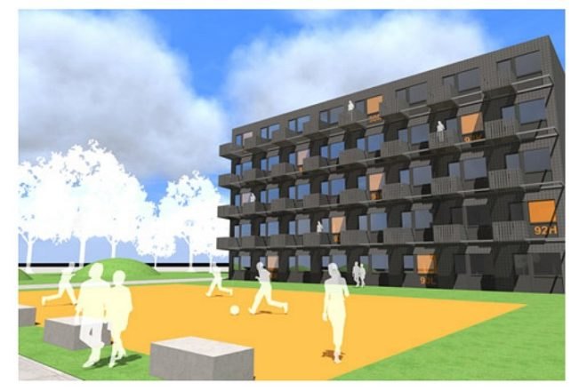Zuiderzeeweg, amsterdam, fact architects, student housing, temporary housing, prefab housing, modular housing