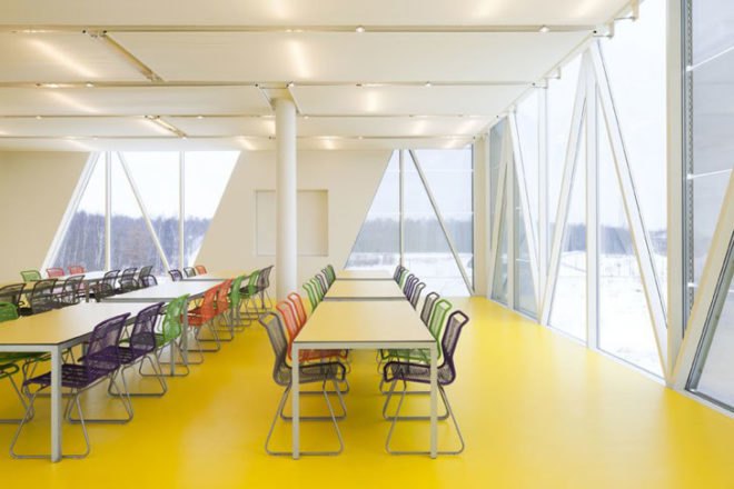 architecture, Community Centre Herstedlund, Centre Herstedlund, Sustainable Building, Green Building, Solar Panels, Passive Cooling Systems, Active Cooling Systems, Multipurpose Space, Roof Terrace