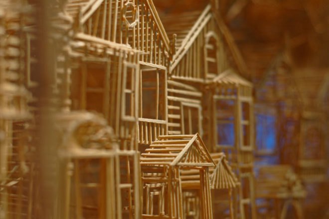 Scott Weaver Toothpick San Francisco, scott weaver, exploratorium, rolling through the bay, san francisco, toothpick replica of san francisco, toothpick sculpture of san francisco, toothpick art, toothpick sculpture, green design, eco design, sustainable design, green art, eco art, sustainable art, recycled design