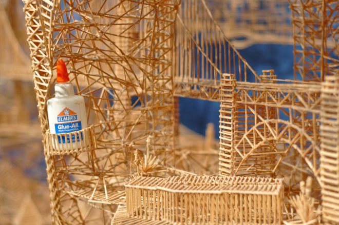 Scott Weaver Toothpick San Francisco, scott weaver, exploratorium, rolling through the bay, san francisco, toothpick replica of san francisco, toothpick sculpture of san francisco, toothpick art, toothpick sculpture, green design, eco design, sustainable design, green art, eco art, sustainable art, recycled design