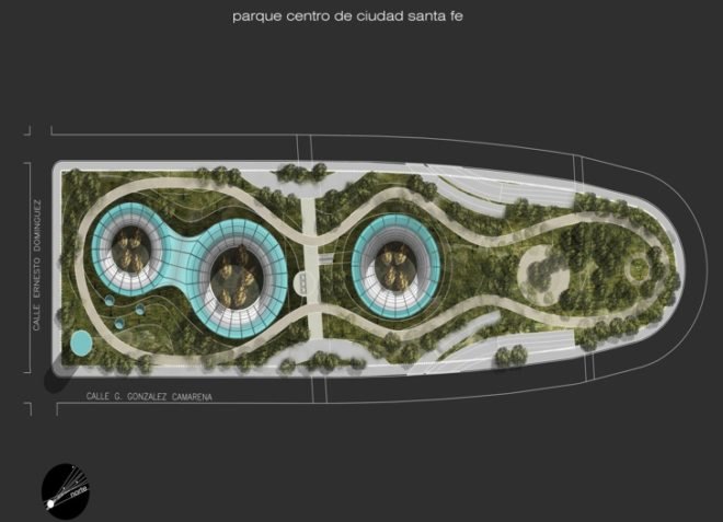 eco-design, green design, sustainable design, sustainable building, underground mall, santa fe, mexico, KMD architects, green roof, daylighting, solar gain, reduced cooling loads, solar electric, energy efficiency