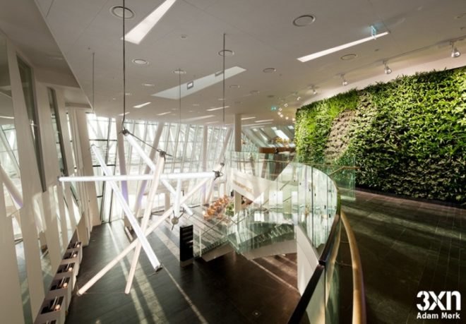 eco interior wall,eco hotel, leaning building,natural finish materials, danish green design, 3xn interior, LED chandelier,green interior wall, living wall, hotel living wall, green interior hotel design, Bella sky interior