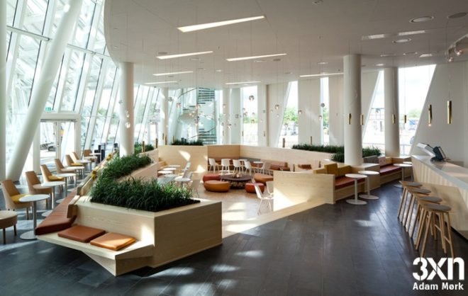 eco interior wall,eco hotel, leaning building,natural finish materials, danish green design, 3xn interior, LED chandelier,green interior wall, living wall, hotel living wall, green interior hotel design, Bella sky interior