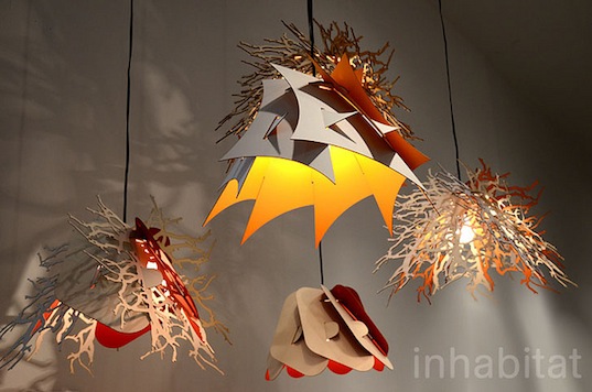 perhacs studio, cardboard light, pendant lamp, sustainable design, green design, flat pack lighting, energy efficient lighting, model citizens, new york design week, green lighting, sustainable lighting