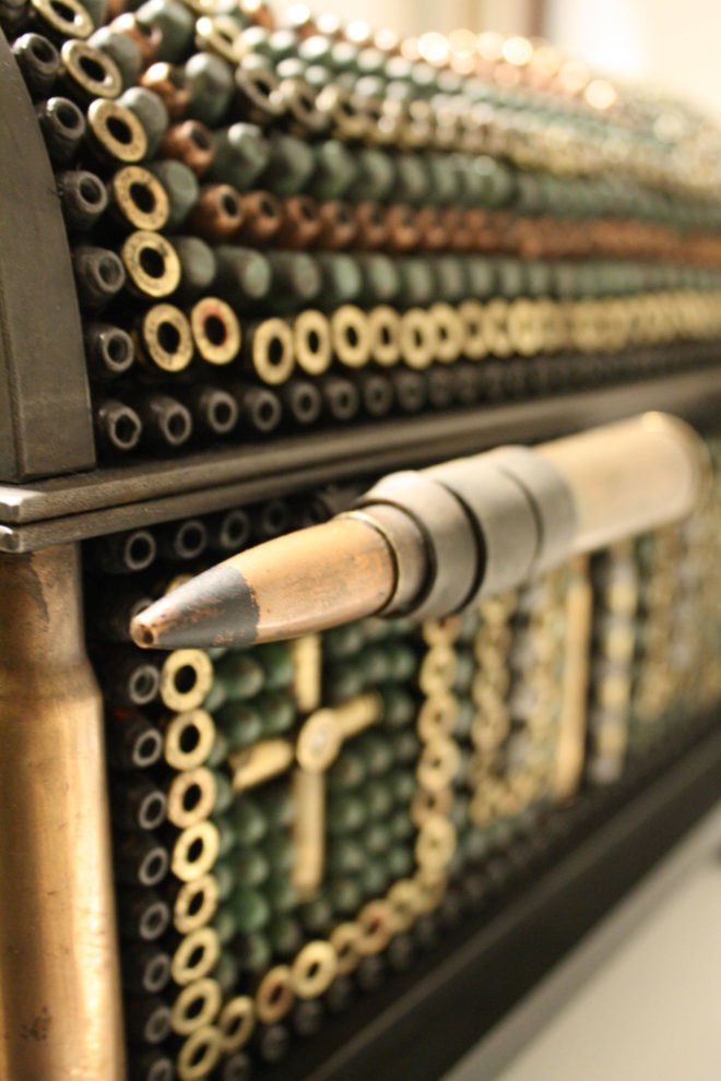 repurposed ammunition firearms, reinventing ammunition firearms, Al Farrow, Reliquaries, religious sites ammunition, ammunition art, firearms art, this is colossal ammunition art, bullet art, bullet sculptures