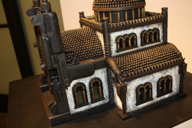 repurposed ammunition firearms, reinventing ammunition firearms, Al Farrow, Reliquaries, religious sites ammunition, ammunition art, firearms art, this is colossal ammunition art, bullet art, bullet sculptures