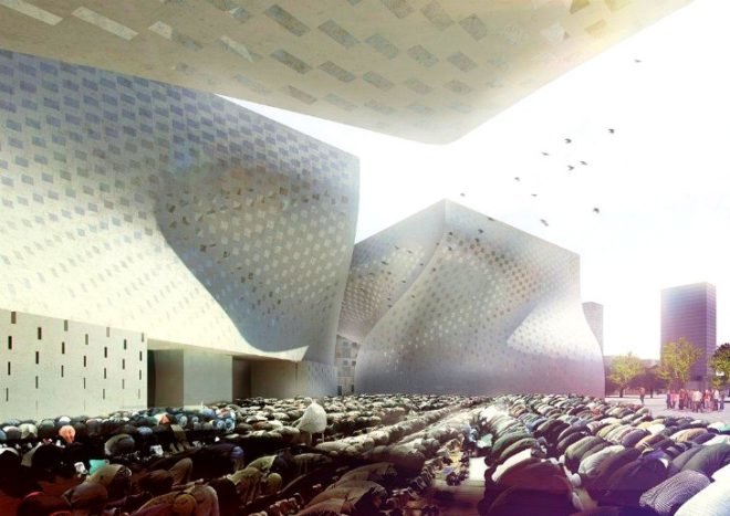 albanian cultural center, islamic cultural center, BIG, tirana, mosque, shaded space