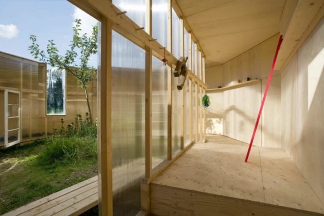 archive, pavilion for an artist, dhl architecture, shiny exterior, compact space, temporary pavilion