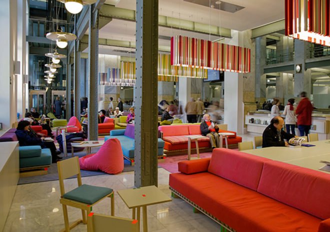 Urban design,social design,Recycling initiatives,Green renovation,green Interiors,green furniture,Eco Travel,Architecture,spanish design,architectural daylighting solutions,green architecture madrid,palacio de cibeles,original features,citizen engagement,classical architecture,glass ceiling,triangular shapes