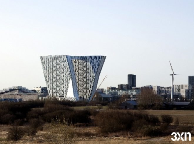 Bella Sky Hotel, 3xn, denmark, copenhagen, leaning towers, high performance facade